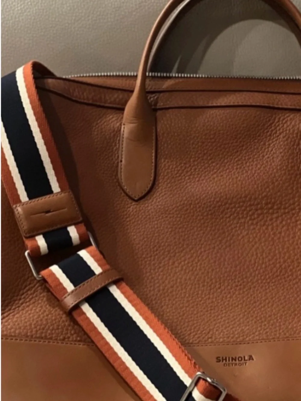 Brand New SHINOLA DETROIT CAN-FIELD 36-HOUR BRIEF Vachetta Leather Bag